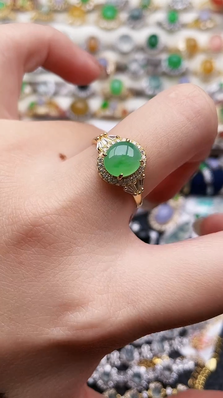 银S925镶嵌戒指翡翠119