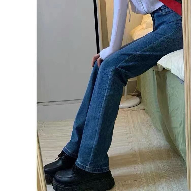 6556设计感女高腰水洗修身牛仔裤中腰常规薄款高弹轻职风