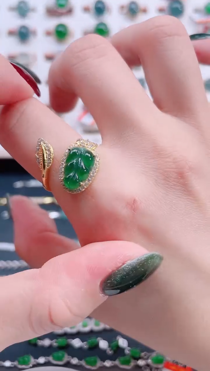 银S925镶嵌戒指翡翠天然翡翠