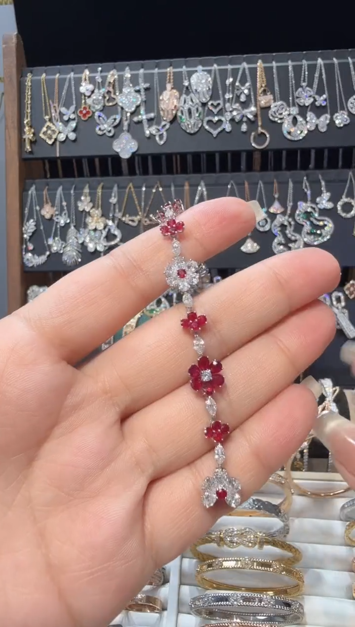 铂Pt950镶嵌实验室培育钻石手链