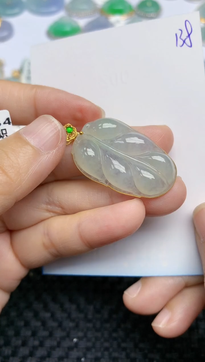 【闪购商品】翡翠挂件18K金镶嵌天然A货翡翠 138