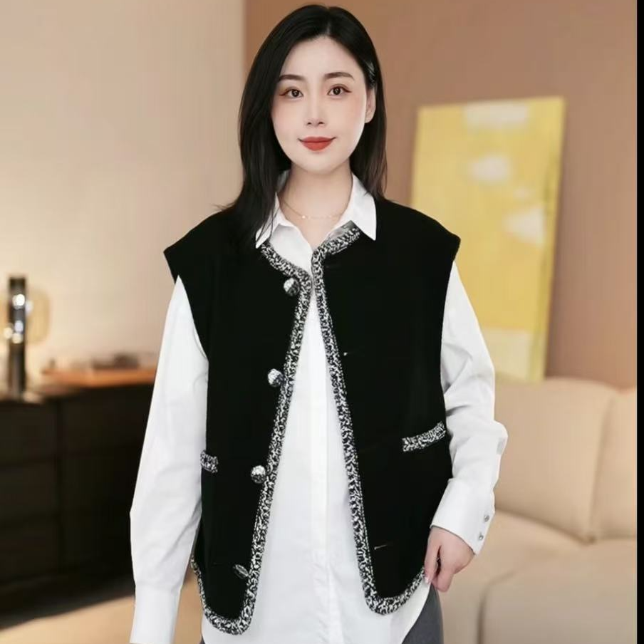 GIRDEAR/哥弟品质女装新款时尚玛德琳圆领小香马甲外套女1400791