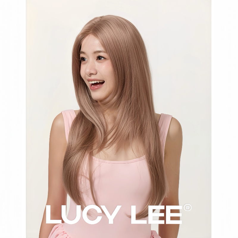 LUCYLEE【免修剪-YG练习生】精修奶茶粉色假发全头套小圆圆不圆推荐