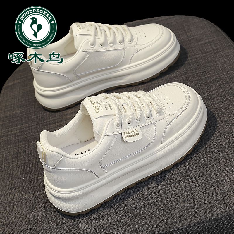 【啄木鸟】女鞋新款透气小白鞋女韩版百搭厚底增高运动休闲板鞋潮鞋