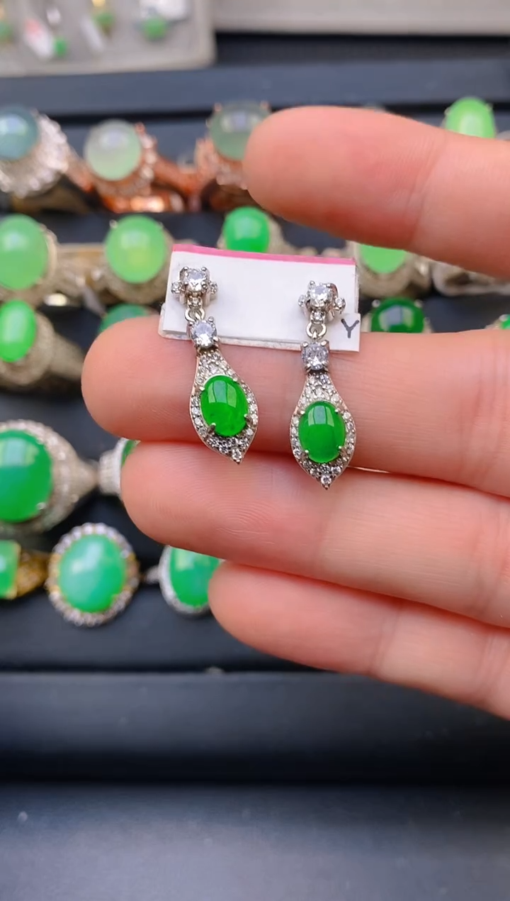 【闪购商品】翡翠戒指银S925镶嵌天然A货翡翠1