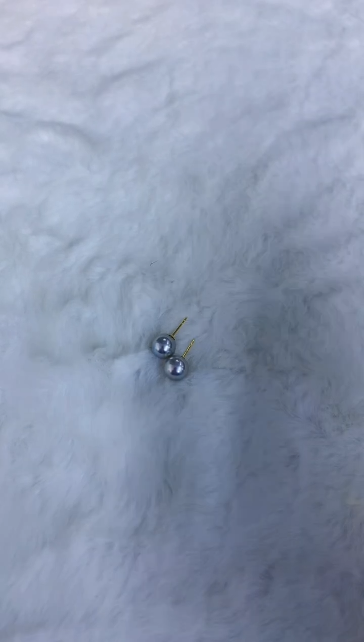 18K金镶嵌海水珍珠饰品8-8.5真多麻色素钉定制