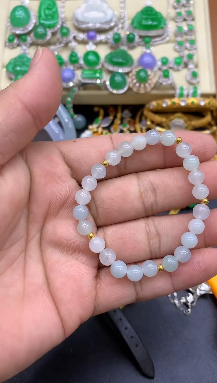 足金镶嵌手链翡翠369-中国好珍宝