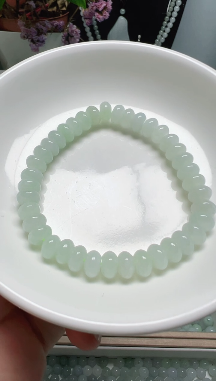 散珠翡翠纯天然缅甸A货翡翠卡7.6算盘珠，35颗