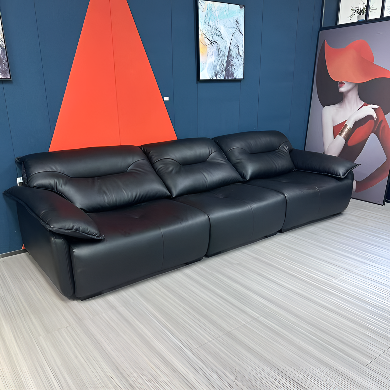 意式极简真皮天鹅沙发直排客厅小户型现代创意轻奢头层皮沙发