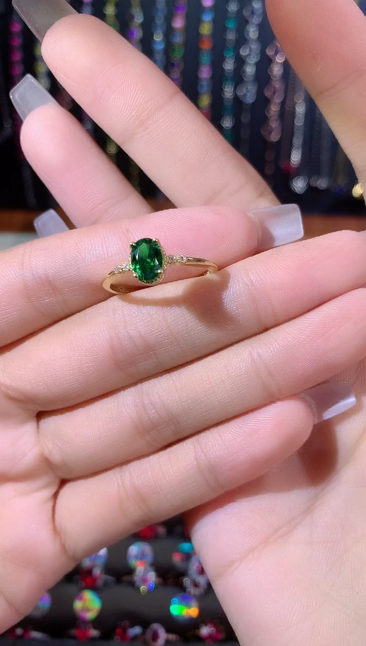 碧玺戒指银S925镶嵌金色57