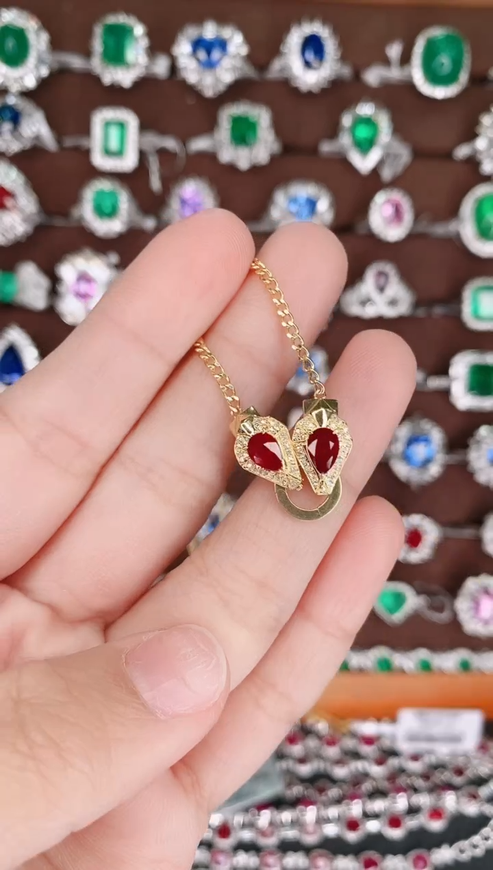 【闪购商品】红宝石18K金锁骨链18K金镶嵌1.2克拉