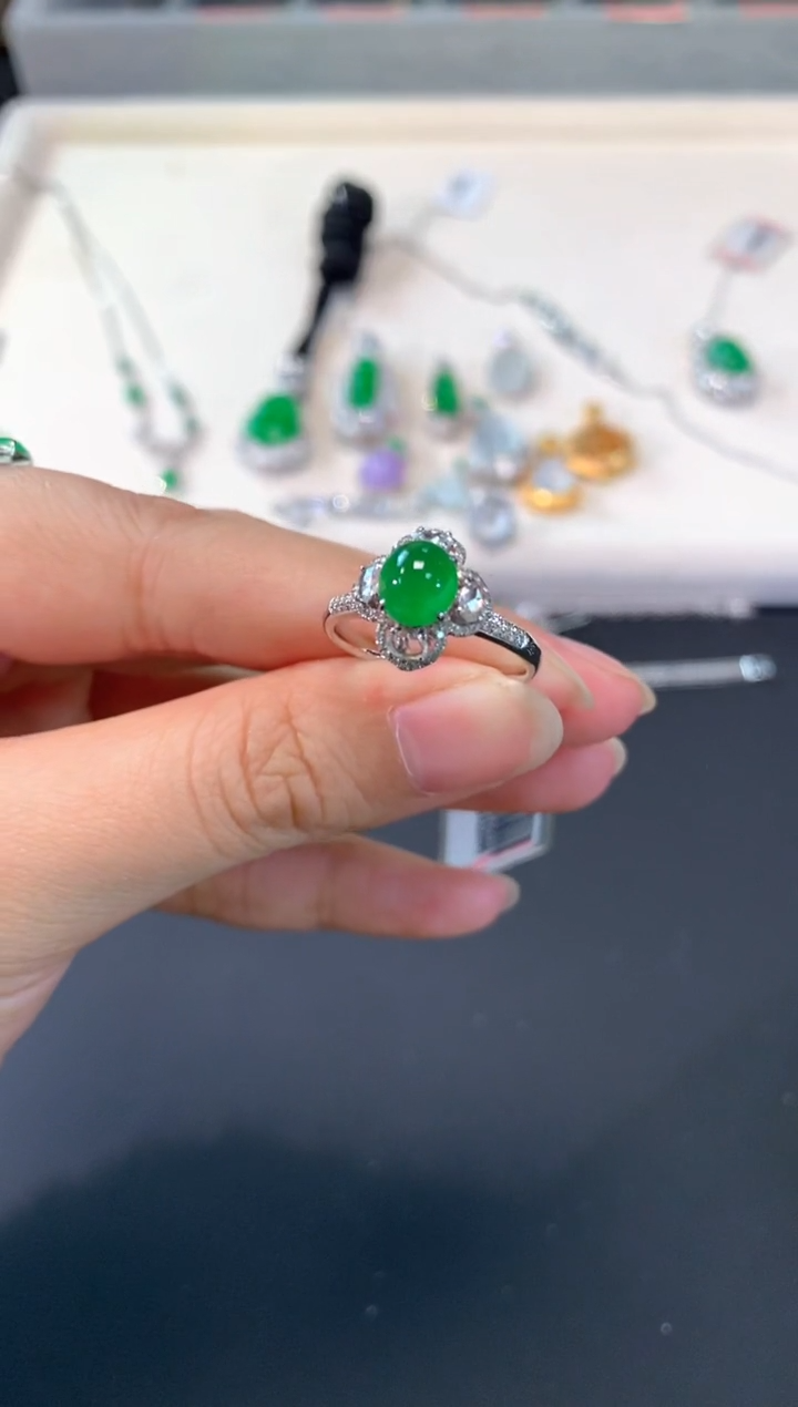 【闪购商品】翡翠戒指18K金镶嵌A66|16800