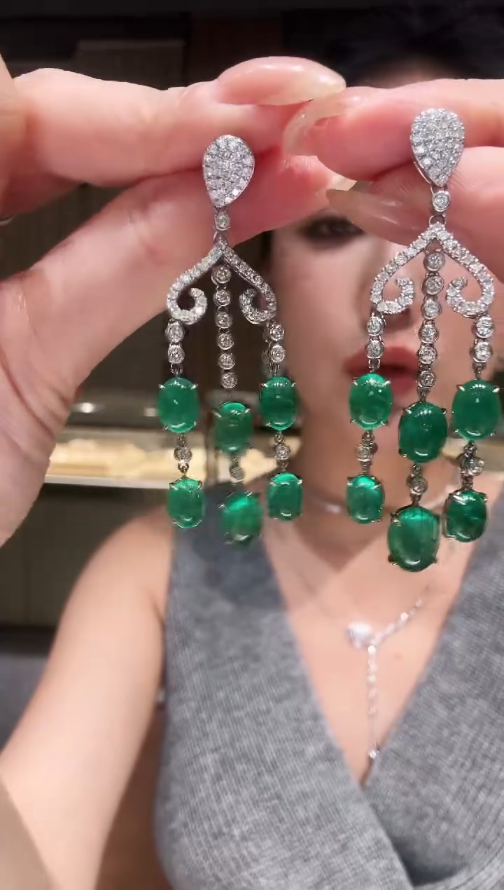 铂Pt950镶嵌耳饰钻石宫廷风