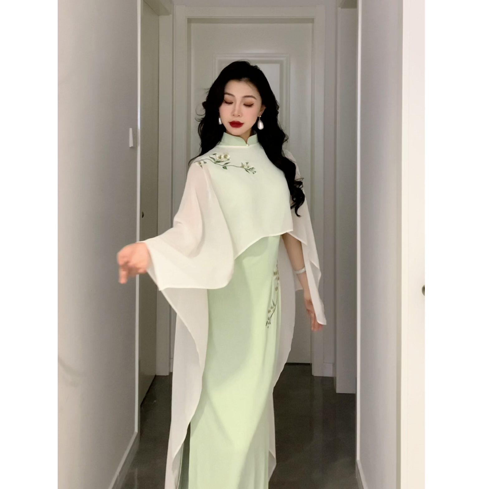 【尔尔古典美学】原创新中式旗袍【青荷逸梦】春夏修身中国风旗袍显瘦