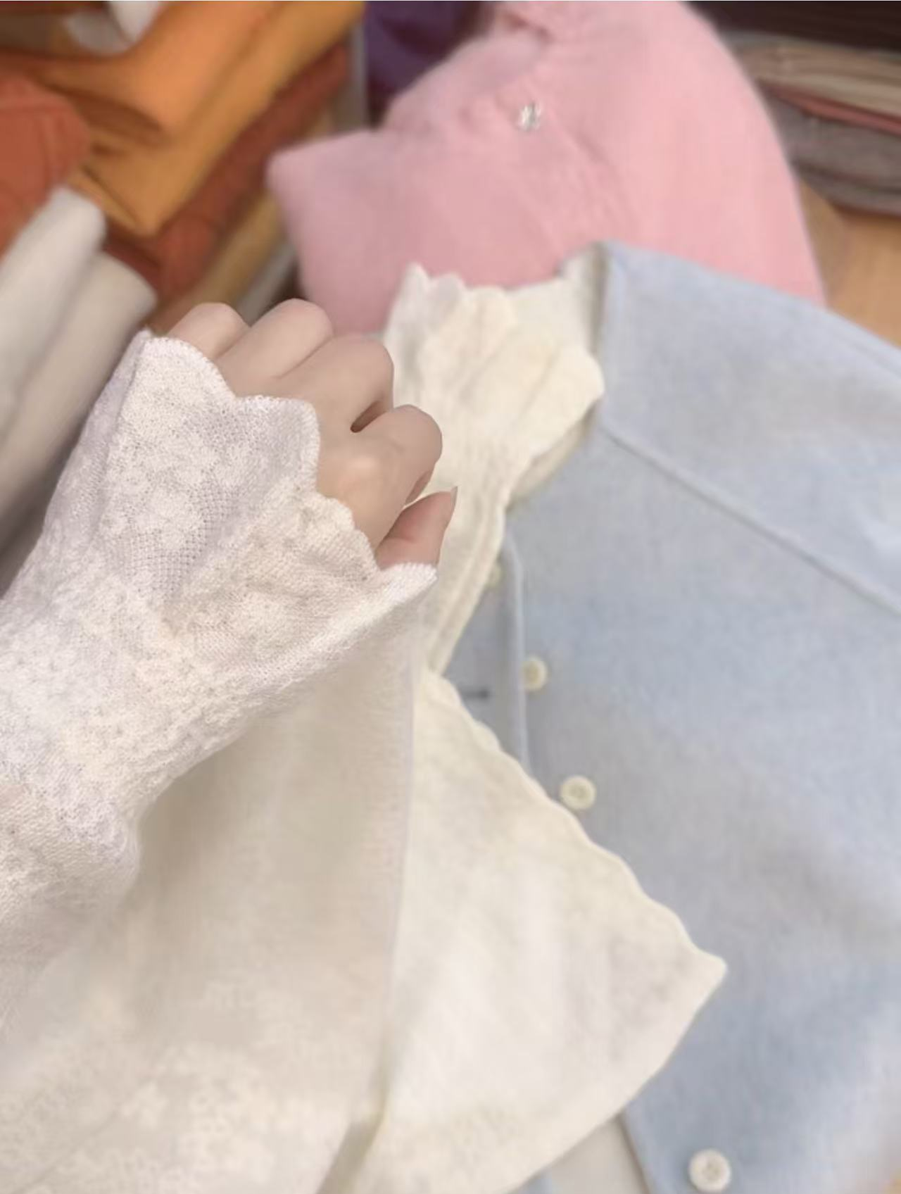 七言家氛围感蕾丝！温柔花边领打底衫