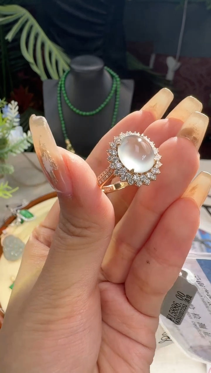 【闪购商品】翡翠戒指18K金镶嵌戒指