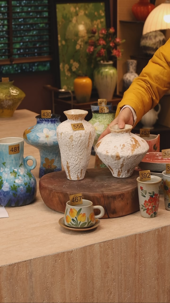 陶瓷558景德镇设计师手作花器摆件侘寂风