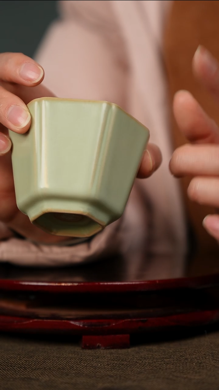 全品 粉青 六方杯 