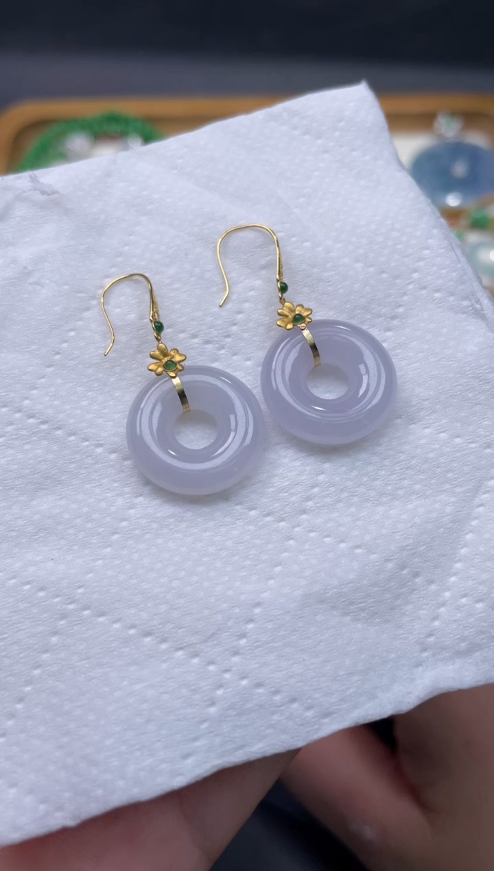 【闪购商品】翡翠耳饰18K金镶嵌45..........