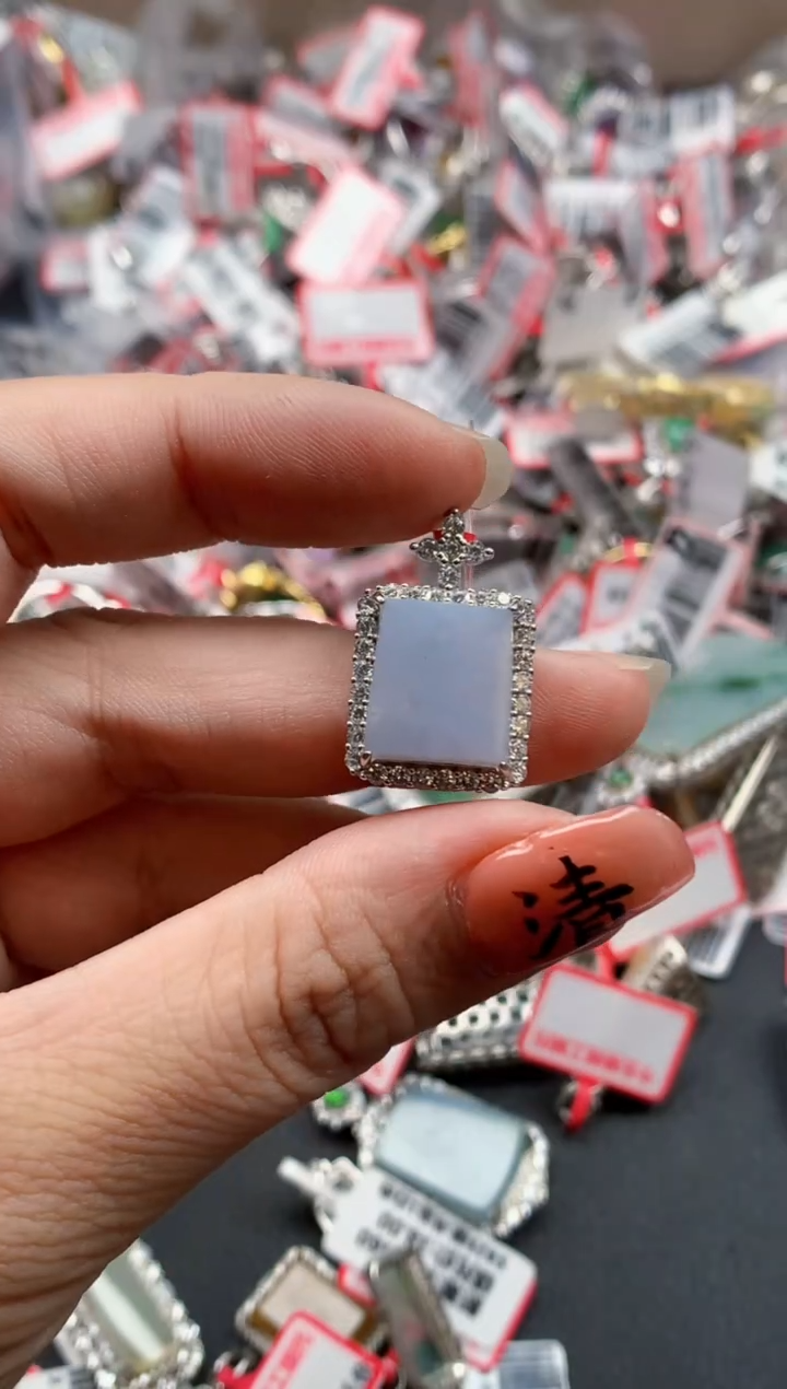 银S925镶嵌戒指翡翠天然A货缅甸翡翠