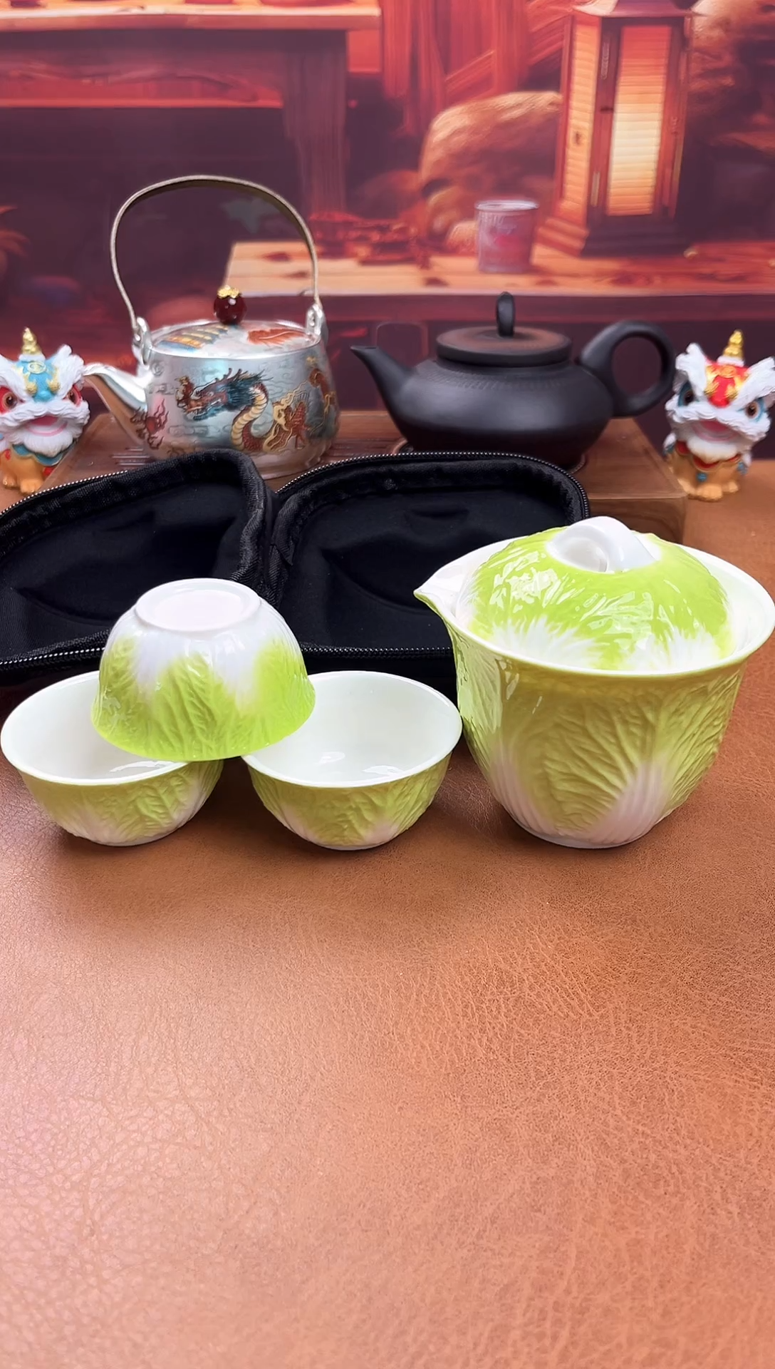 陶瓷茶具摆件旅行套组