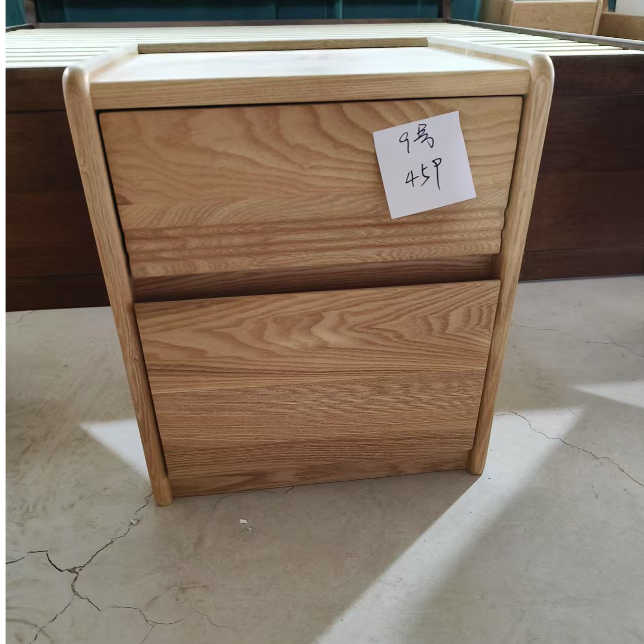 橡木红橡木双抽简约床头柜抽屉柜原木色抽屉式柜子家用009