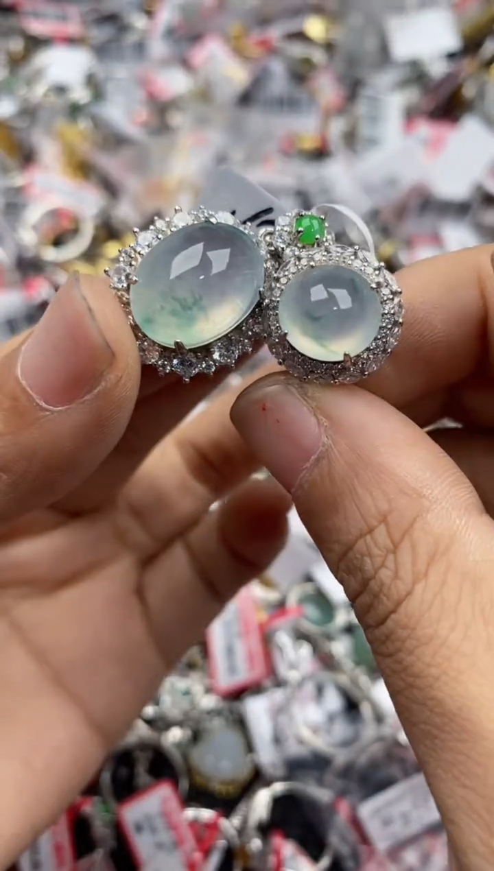 银S925镶嵌戒指翡翠555----6