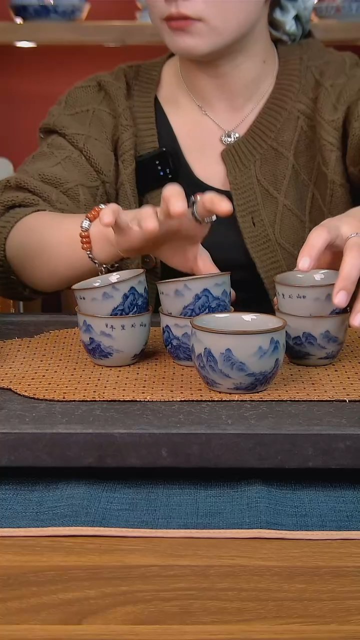 ༄****࿐简装家用款7件套 老陶泥开片纹陶瓷茶具