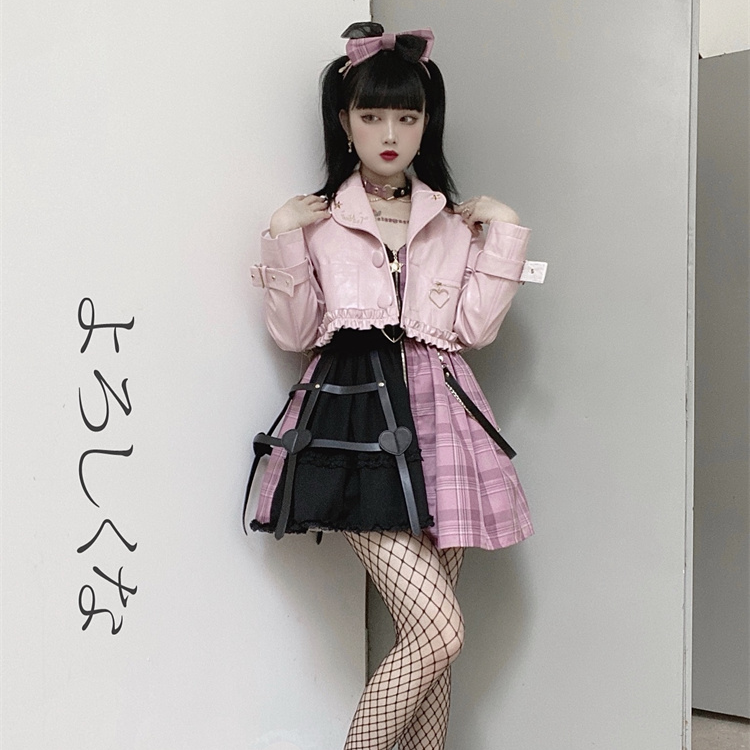 【Dear dolls】熊之原创魔女练习生拼色格子帅气收腰背心裙+内搭