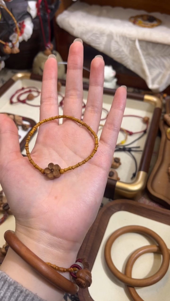 手串桃核【桃缘行】竹节「小花」桃木桃核辟、挡、驱、护 备注手围