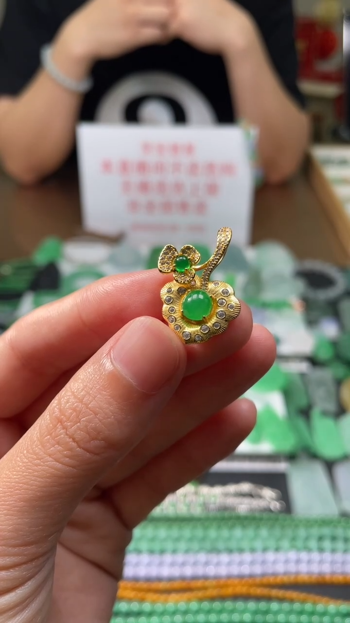 翡翠银S925镶嵌吊坠(不含链)|挂件其它A1|