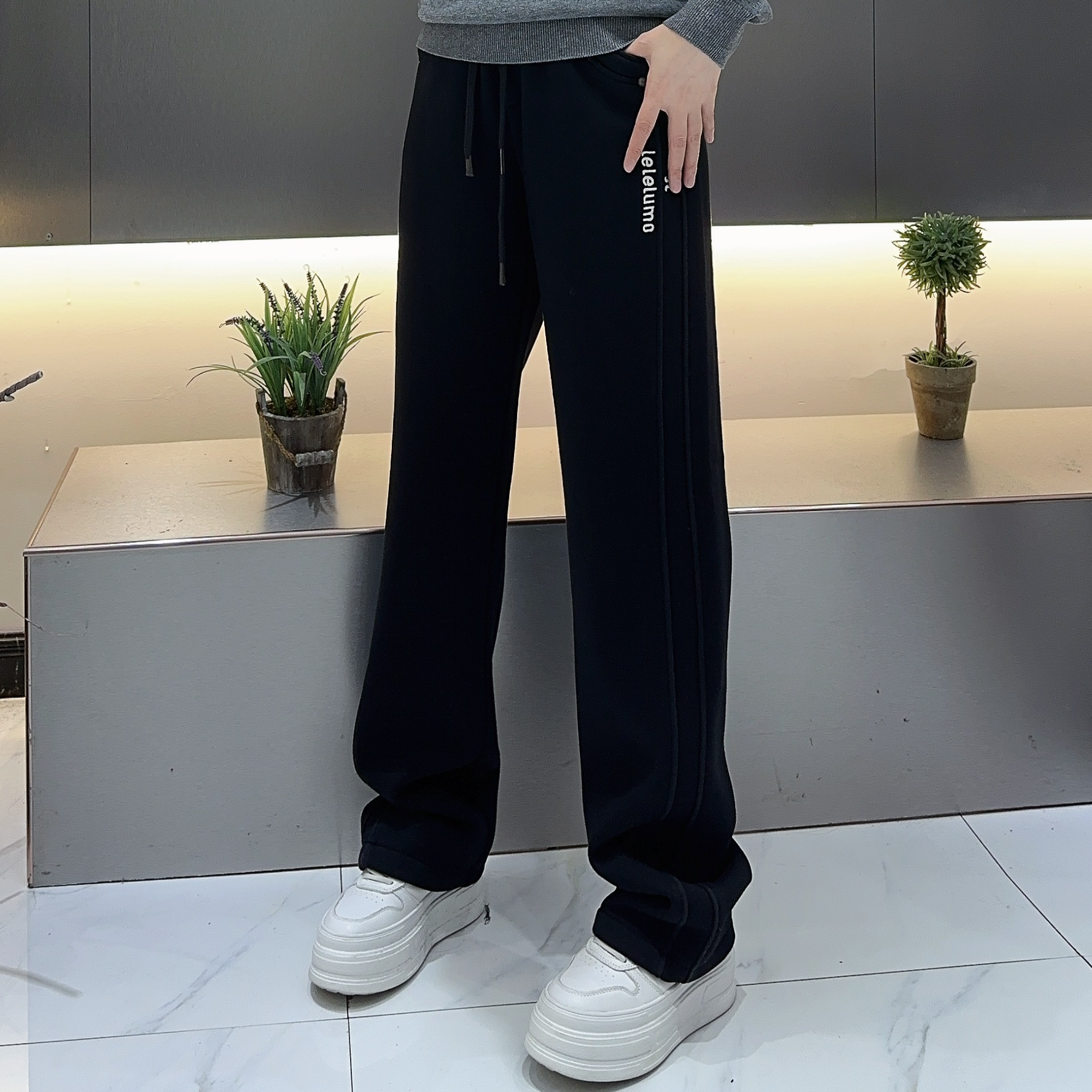 【周晓君】2025冬季新款男士高端宽松休闲百搭直筒裤加绒加厚