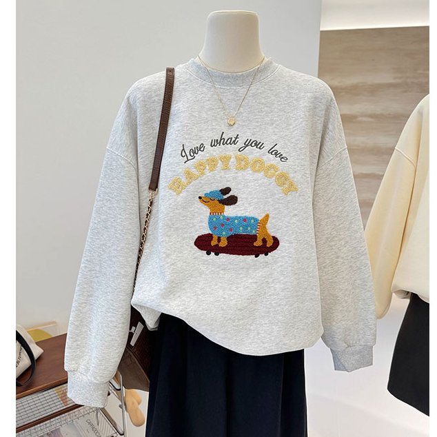 韩版ins风大码宽松无帽女卫衣秋季新款胖mm印花设计感上衣服2