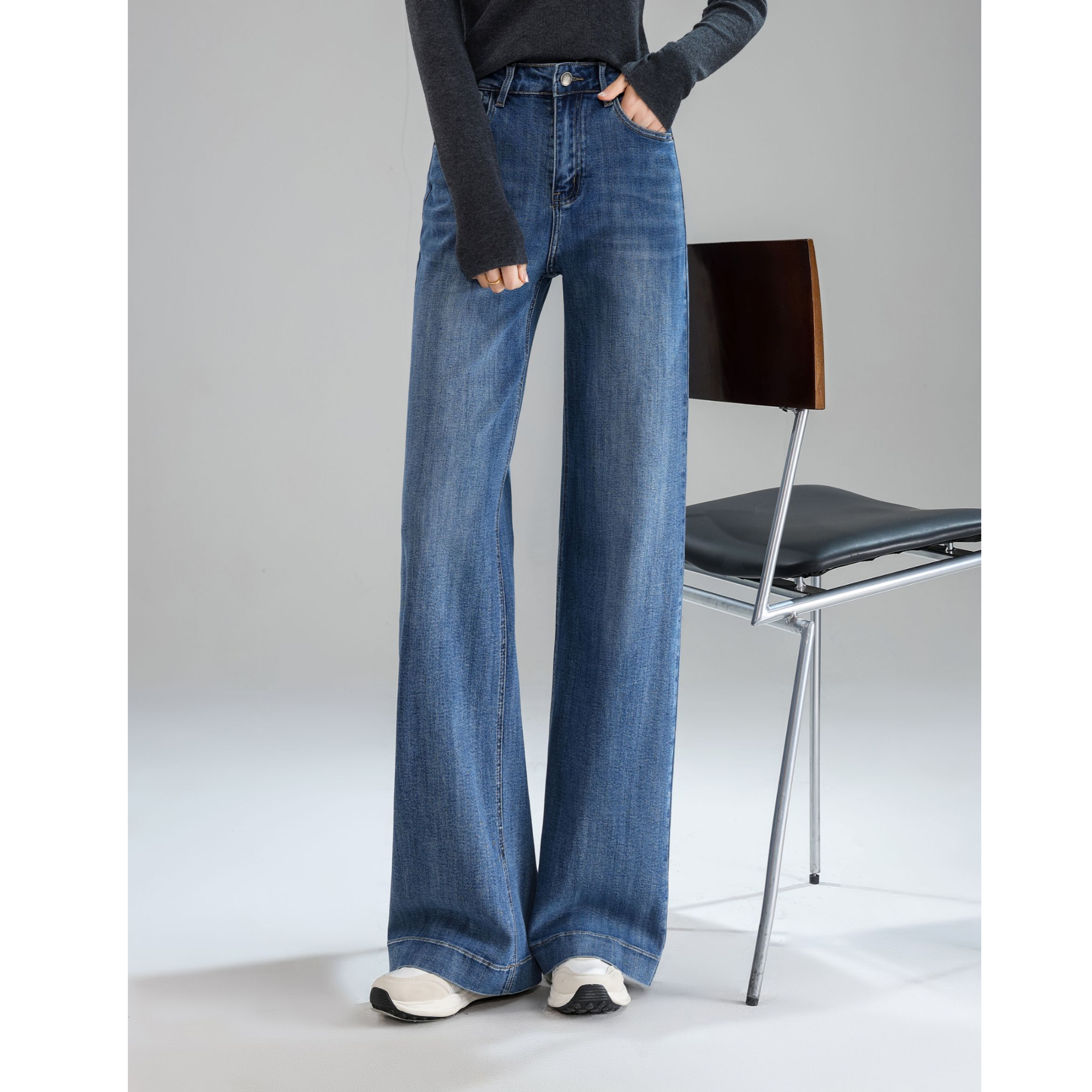 高个子弹力天丝垂感大码牛仔裤女2025秋季加长直筒阔腿喇叭裤显瘦