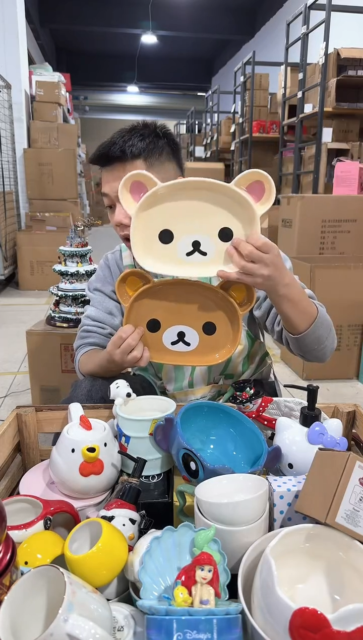 瓷片原盒轻松熊餐盘2件套