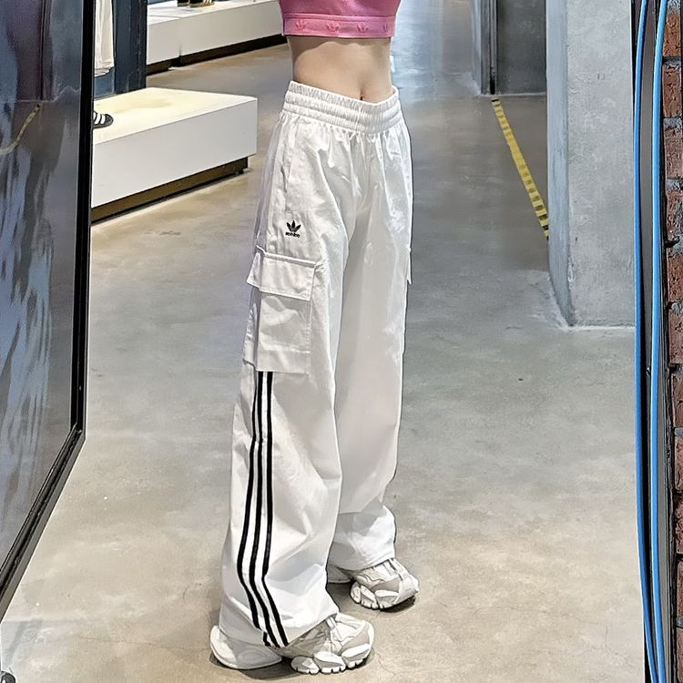 Adidas/阿迪三叶草女裤流光风梭织长裤运动裤休闲裤子JH3176