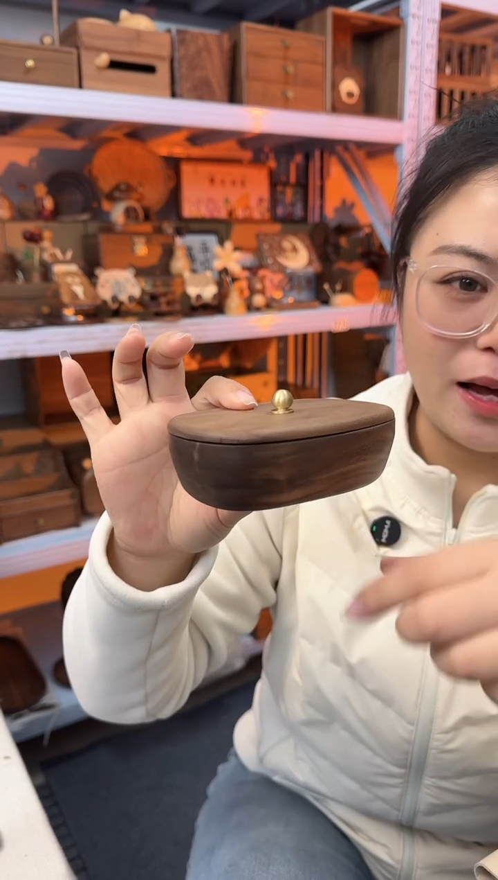 木北美黑胡桃元宝牙线收纳盒