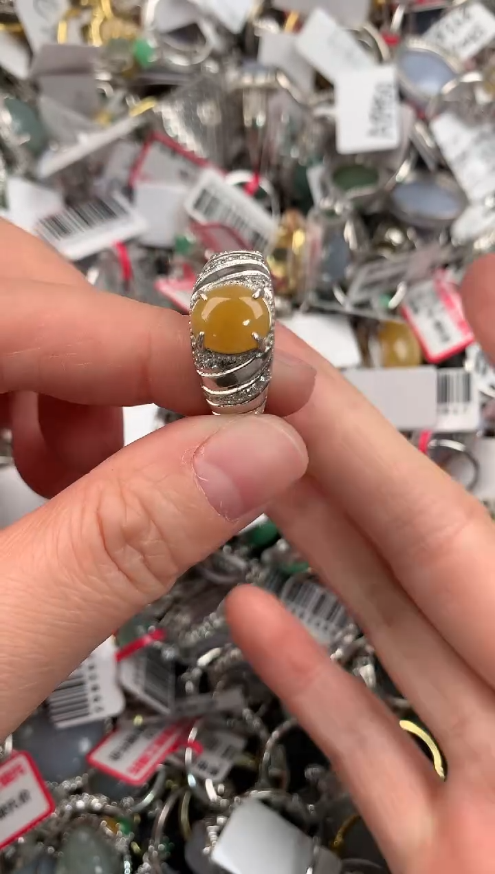 银S925镶嵌戒指翡翠222          10