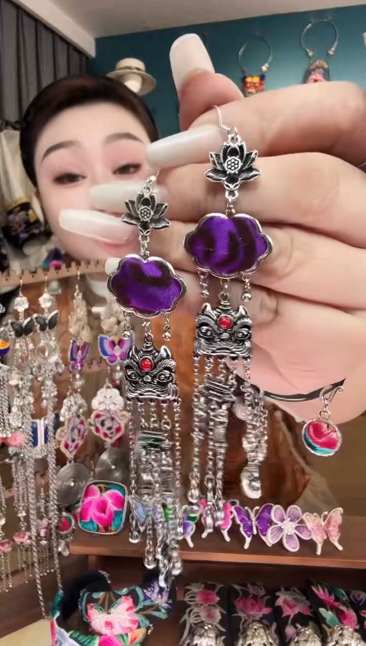 刺绣纯手工民族风刺绣耳环