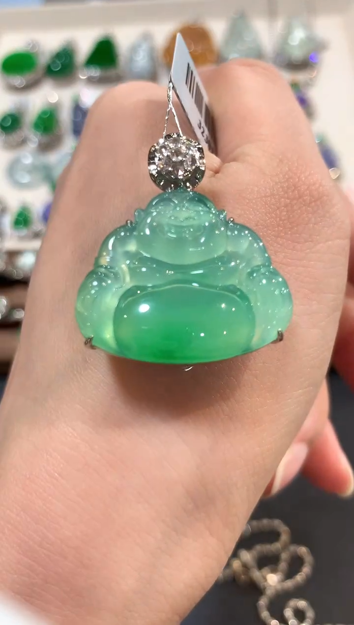 翡翠18K金镶嵌吊坠(不含链)m22   