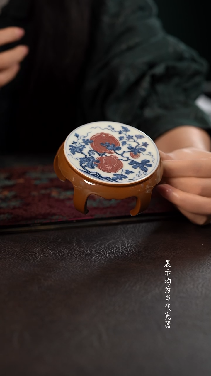 研山琢器紫金釉青花釉里红南瓜小板凳