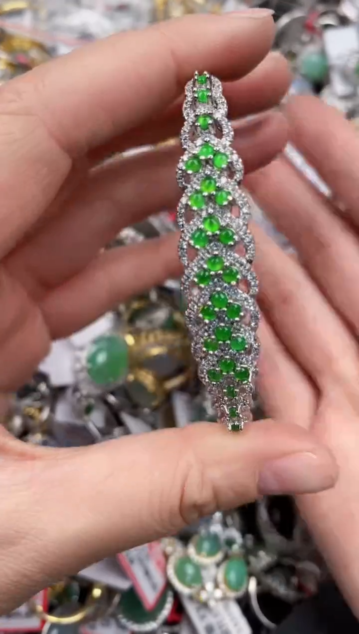 银S925镶嵌戒指翡翠10  10