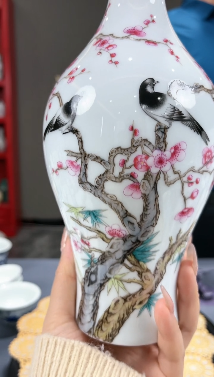 【闪购商品】官窑瓷画院402官窑瓷画院花鸟橄榄瓶