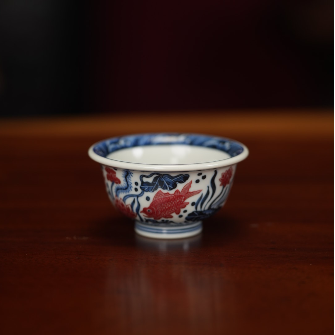 【正绎堂】青花釉里红系列 景德镇手工手绘 鱼藻纹茶器  705