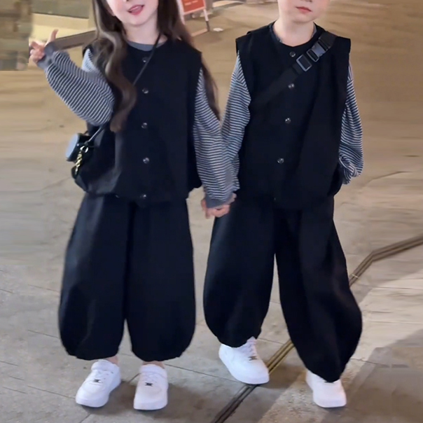 儿童兄妹装秋装套装韩版森系三件套男女童秋季2025新款姐弟亲子装