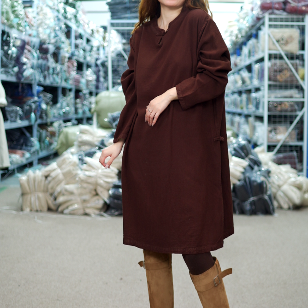 春~花璟麻社原创设计款复古三粒盘扣茶服款（裙长 91胸围132）