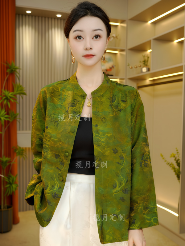 【络绎】2026早春新款女装新中式唐装长袖上衣气质休闲双面显瘦