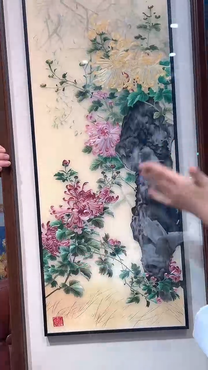 竖款非遗苏绣手工刺绣装饰画不包邮