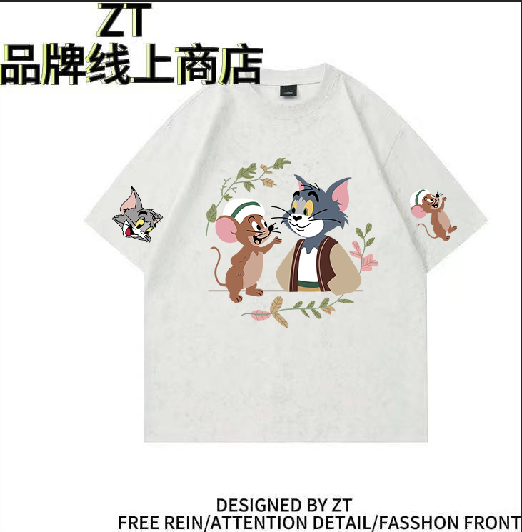 【T36】美式潮牌重磅260G纯棉短袖重工扎染T恤男女上衣夏ins