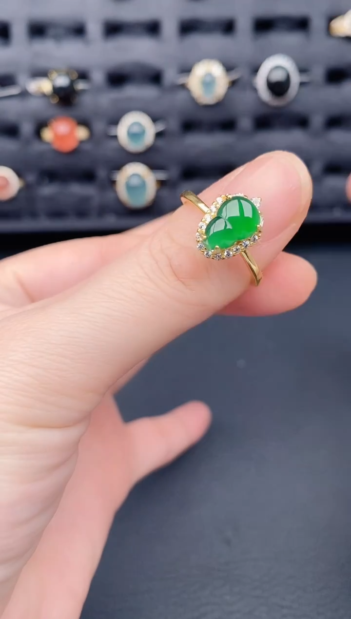 银S925镶嵌戒指翡翠天然a货翡翠206